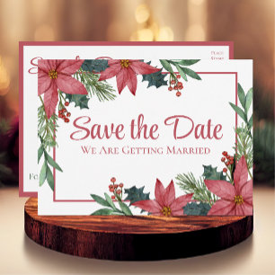 Julblomma Poinsettia Bröllop Save The Date Vykort
