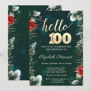 Julblomma Poinsettia Grön 100-årsdag Inbjudningar