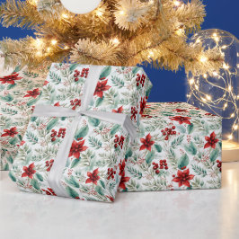 Julblomma Poinsettia Grönska Presentpapper