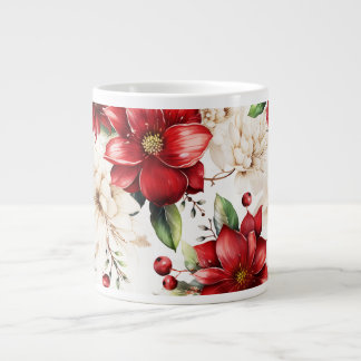 Julblomman Poinsettia Red Grönt Mönster Jumbo Mugg
