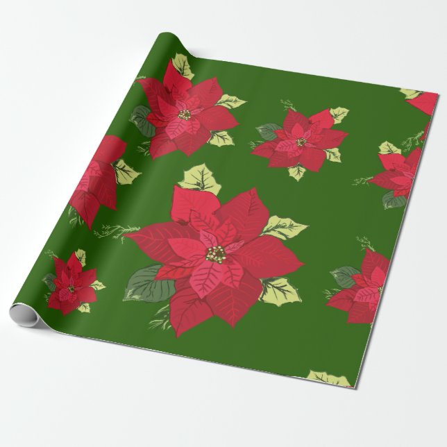 Julblomman Poinsettia Wrapping Papper Presentpapper (Utrullad)