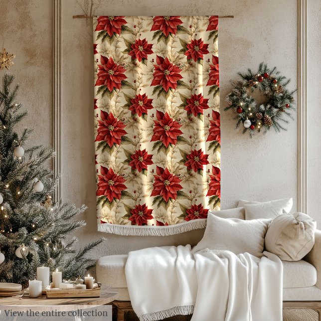 Julblommig filt Vintage Holiday Accent (Christmas Floral Blanket Vintage Holiday Accent)
