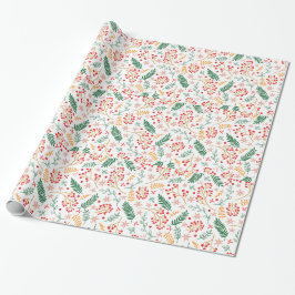 Julblommig mönster presentpapper
