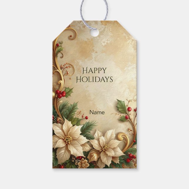 Julblommig presentetikett (Framsidan)