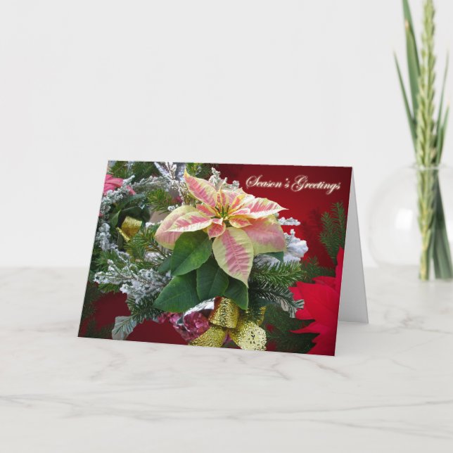 Julblommig säsongs-hälsningskort helgkort (Framsida)