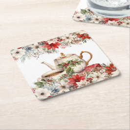 JulBlommigt Tea-Julfesten Underlägg Papper Kvadrat