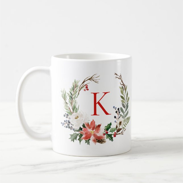 Julblommor Anpassningsbar Monogram Kaffemugg (Vänster)