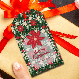 Julblommor Blad Högtid Jul Presentetikett