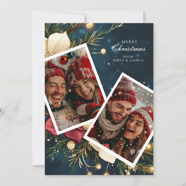 Julblommor, Elegant, Helgdag Julkort (Framsida)