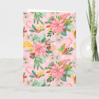 Julblommor Glad & Ljus Rosa  Helgkort