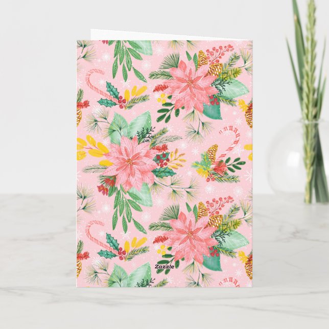 Julblommor Glad & Ljus Rosa  Helgkort (Baksida)