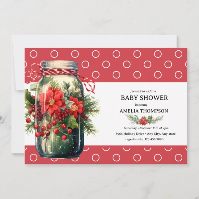 Julblommor | Högtidlig bebisshower Inbjudningar (Framsida)