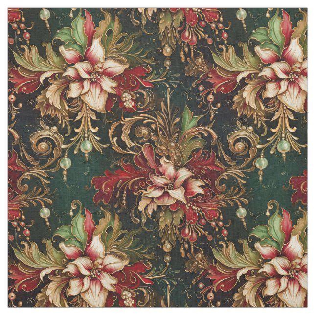Julblommor i Grönt Tyg (Provkarta)