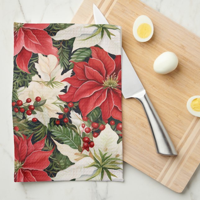 Julblommor Kökshandduk (Vikt i Fjärdedel)