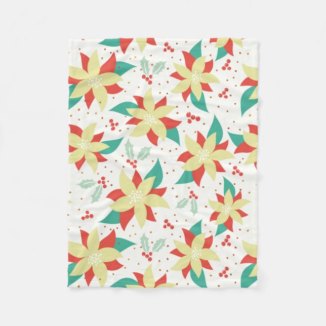 Julblommor och mistel fleecefilt (Framsidan)