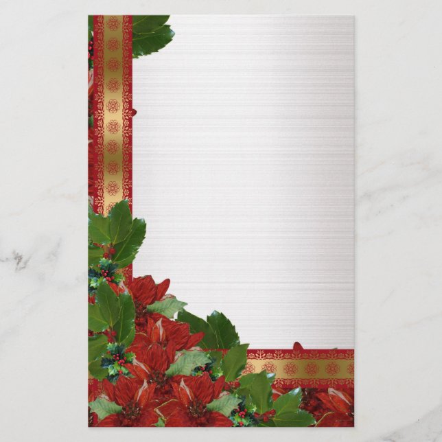 Julblommor på vit satin Stationery Brevpapper (Framsida)
