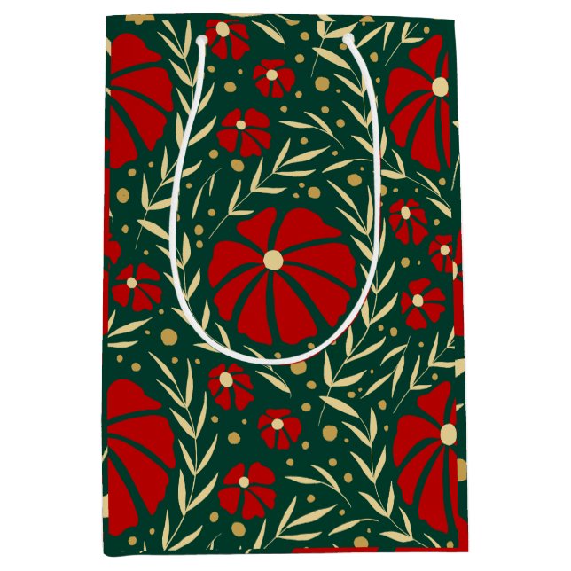Julblommor Röda och Gröna Handritade Blommor (Framsidan)