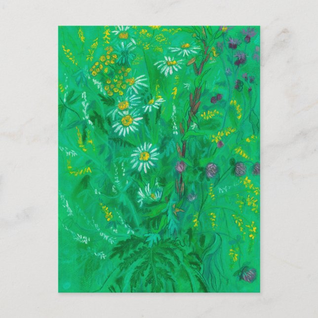 Julblommor, sommarblommor, Blommigt Painting Vykort (Framsida)