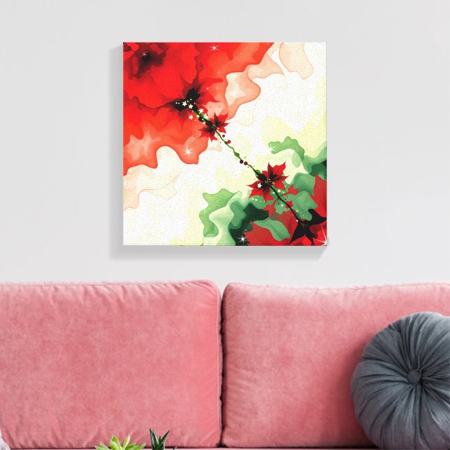 Julblomster Frekvenser Premium Insvept Canvas (Insitu (Vardagsrum))