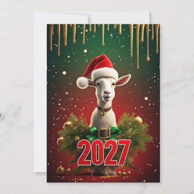Julbock 2027 | Rolig Söt Högtidshälsning Inbjudningar (Framsida)
