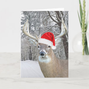 Julbock i snöflingor helgkort