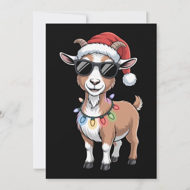 Julbock Jultomte Hatt Solglasögon Ljus Gård Inbjudningar (Framsida)