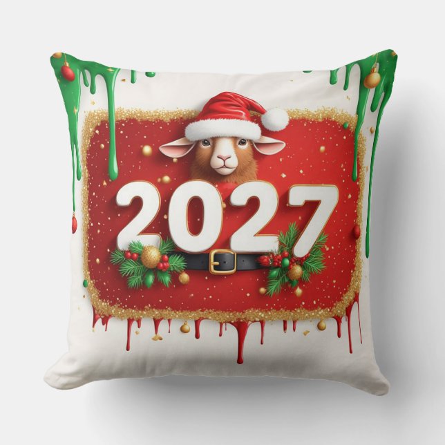 Julbock med grön krans kudde (Framsida)