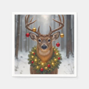 Julbock med lysande krans pappersservett