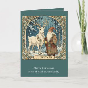 Julbock Och Jultomten Skandinavisk Julbocken Kort