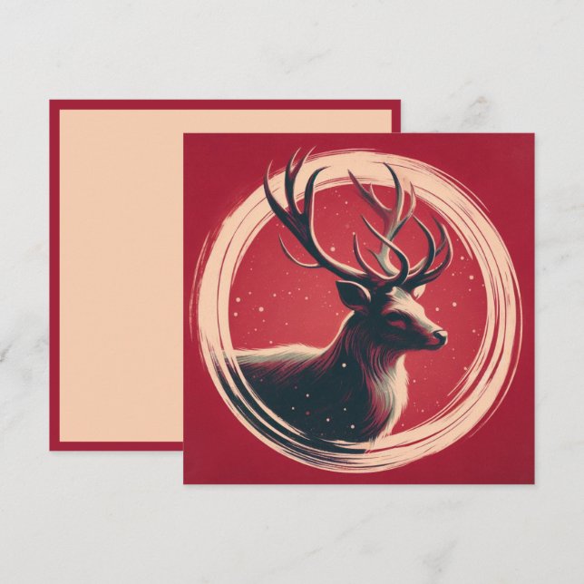 Julbock Samtidig Boho-illustration Julkort (Fram/baksida)