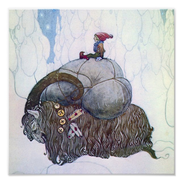 “Julbocken” julbock av John Bauer Fototryck (Framsidan)