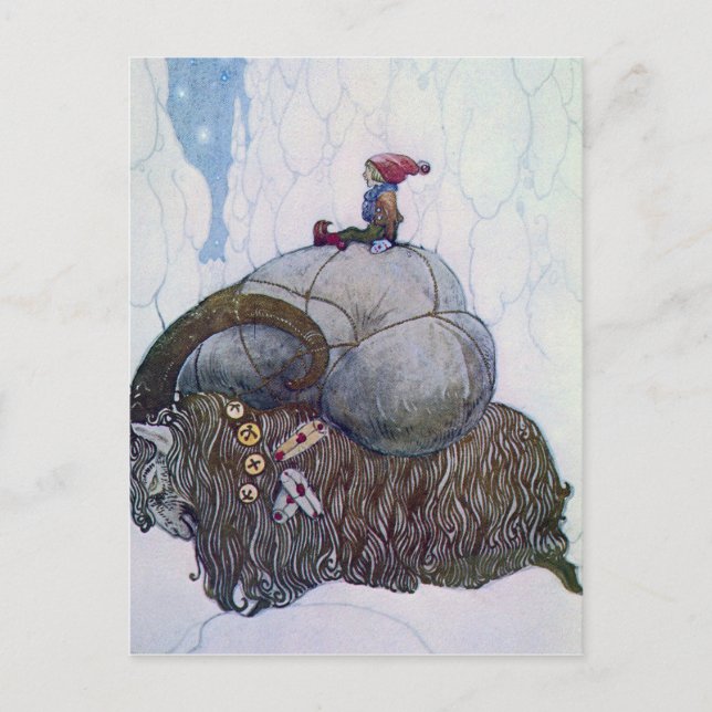 “Julbocken” julbock av John Bauer Vykort (Framsida)