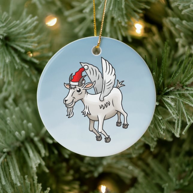 Julbocken som flög julgransprydnad keramik (Träd)