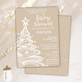 Julboho Beige Kön Neutral Baby Shower Inbjudningar