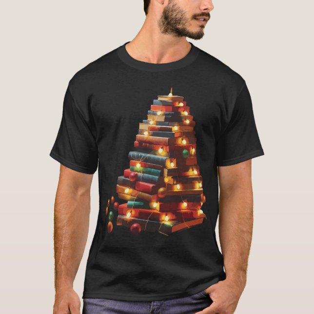 Julbok Träd med Strängljus T Shirt (Framsida)
