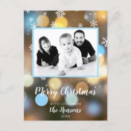 Julbokeh Ljus Personalizable Family Photo Helg Vykort