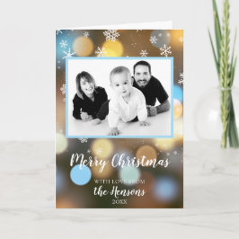 Julbokeh Ljus Personalizable Family Photo Kort