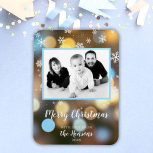 Julbokeh Ljus Personalizable Family Photo Magnet