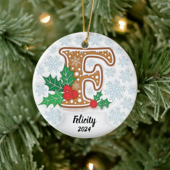 Julbokstav F Anpassad Namn Jul Julgransprydnad Keramik (Träd)