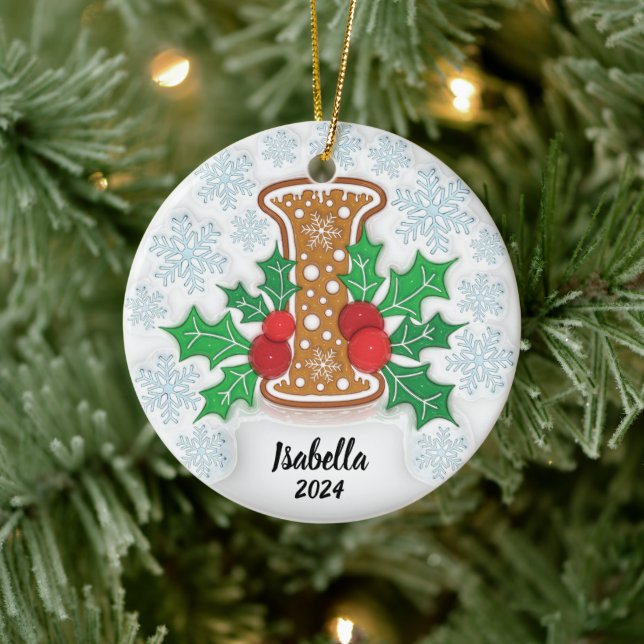 Julbokstav I Anpassat Namn  Julgransprydnad Keramik (Träd)