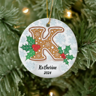 Julbokstav K Anpassad Namn Jul Julgransprydnad Keramik