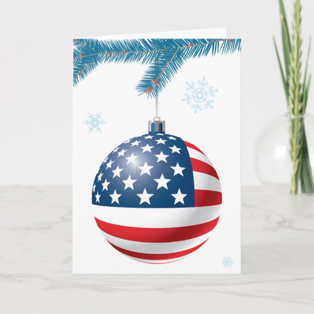 Julboll med US-flagga Helgkort (Framsida)
