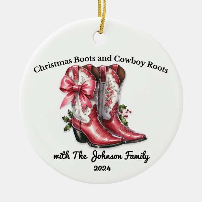 Julbollar och Cowboyrötter Julgransprydnad Keramik (Framsidan)