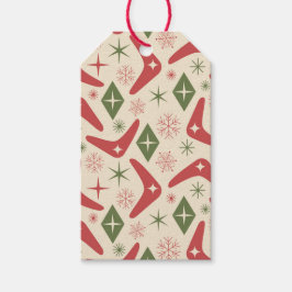 Julbomerangar i mitten av århundradet med diamante presentetikett