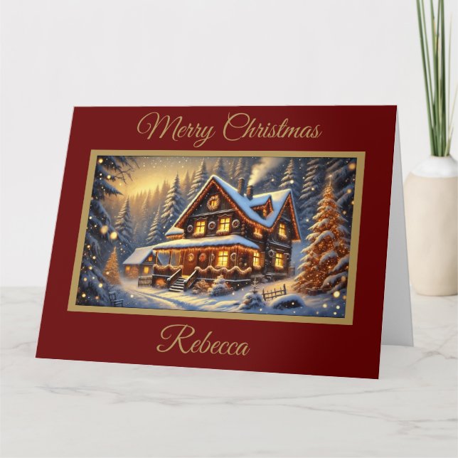 Julbomull i ett Snowy-julkort Kort (Framsida)