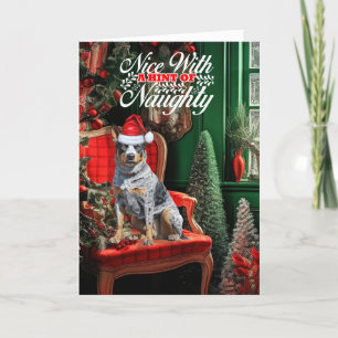 Julboskap Hund Naughty eller Nice Helgkort