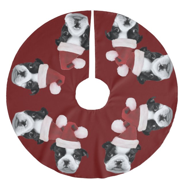 JulBoston Terriers Julgransmatta Borstad Polyester (Framsidan)