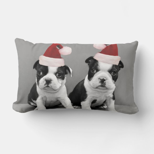 JulBoston terriers Lumbarkudde (Framsida)
