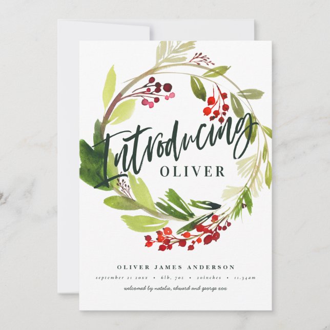 Julbotaniskt införande av födelsebesked julkort (Framsida)