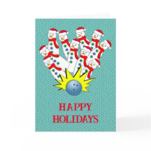 Julbowling Snögubbar... Strike! Julkort